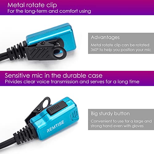 Remtise 2 Pack Single Wire Earhook Earpiece with Mic for Baofeng UV-5R Walkie Talkies, Headset and PTT Compatible 2 Way Radios Brands Baofeng and Kenwood, Puxing, Wouxun (Blue) - color: Blue