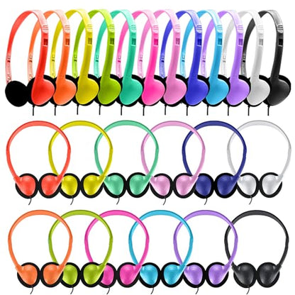 Classroom Headphones Bulk 25 Pack Class Set for School Students Kids and Adult -Sturdy Wired 3.5mm Plug (Mixed, 25 Pack) - color: Mixed, size: 25 Pack