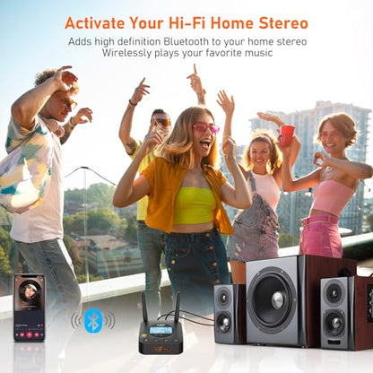 1Mii B06Pro+ Hi-Fi Bluetooth 5.3 Audio Receiver, LDAC Hi-Res Wireless Audio Adapter for Home Stereo w/aptX HD Low Latency, LCD Display, Long Range, Volume Control, 3.5mm AUX Optical Coaxial - color: B06Pro+ Black