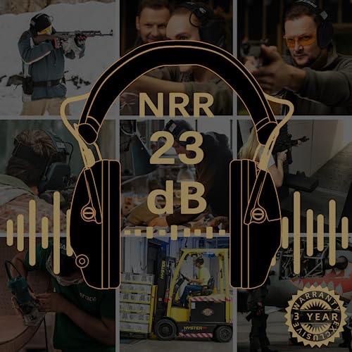 PROHEAR Electronic Ear Protection for Shooting with 4X Sound Amplification, Gun Range Hearing Protection Muffs, NRR 23dB Noise Reduction Headphones for Hunting, Brown - style: Electronic-brown