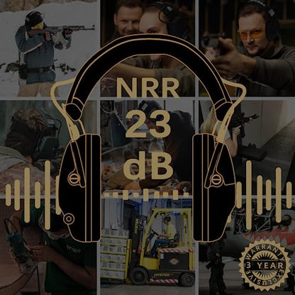 PROHEAR Electronic Ear Protection for Shooting with 4X Sound Amplification, Gun Range Hearing Protection Muffs, NRR 23dB Noise Reduction Headphones for Hunting, Brown - style: Electronic-brown