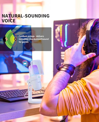 USB Condenser Microphone, Gaming Mic for PC/PS5 Podcast Streaming - color: Pearl White