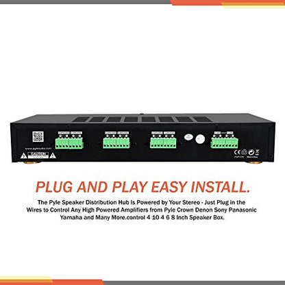 Pyle Premium New and Improved 6 Zone Channel Speaker Switch Selector Volume Control Switch Box Hub Distribution Box for Multi-Channel High Powered Amplifier Control 6 Pairs of Speakers - PSPVC6