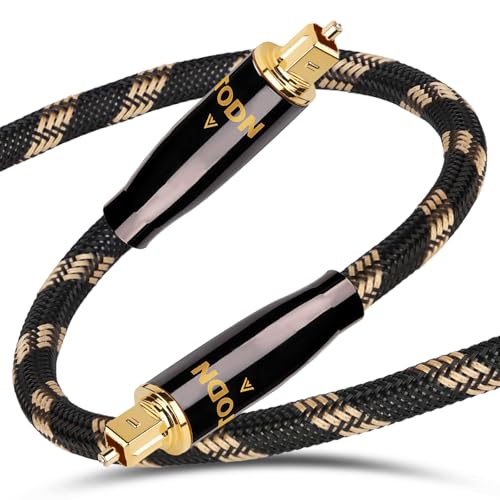 TODN 3ft HiFi Optical Audio Cable Digital Fiber Optic Toslink S/PDIF Cable | POF Conductor, 24K Gold-Plated Plugs, Pure Copper Shell, Audiophile HiFi Surround Sound System for TV, PS4, Xbox, CD - size: 3.3ft/1m