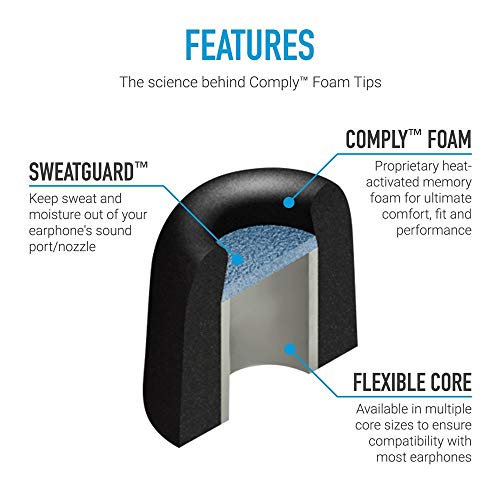 Comply Memory Foam Replacement Ear Tips, Black, Medium (3 Pairs) | For Beats Powerbeats Pro, Beats Flex, Beats X, Powerbeats 1, 2, 3, Ultimate Comfort, Secure Fit, Superior Noise Isolation - size: Medium