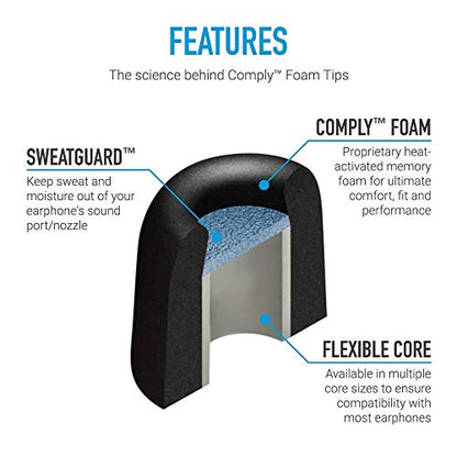 Comply Memory Foam Replacement Ear Tips, Black, Medium (3 Pairs) | For Beats Powerbeats Pro, Beats Flex, Beats X, Powerbeats 1, 2, 3, Ultimate Comfort, Secure Fit, Superior Noise Isolation - size: Medium
