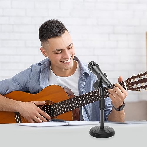 Souyouyu Desk Mic Stand Adjustable Height 9.6-13.9" Table Mic Stand w/Clip | Desk mic stand 9.6-13.9in adj height. Max 1.7in dia clip. Anti-vib foam pad. Metal base. Pod/gaming/stream