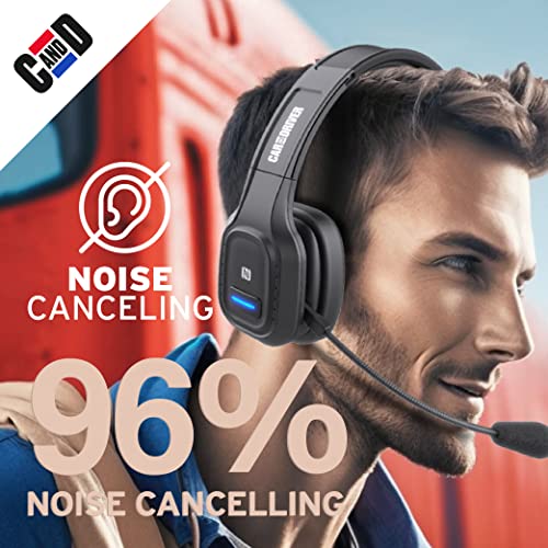 BT5500 Trucker Bluetooth 5.0 Headset Noise Cancelling Microphone | Wireless Headset, Rotatable Mic, Adjustable Headband Multi Device Pairing, Voice Assistant Support, 30-HR Talk, 57-HR Music - color: Black