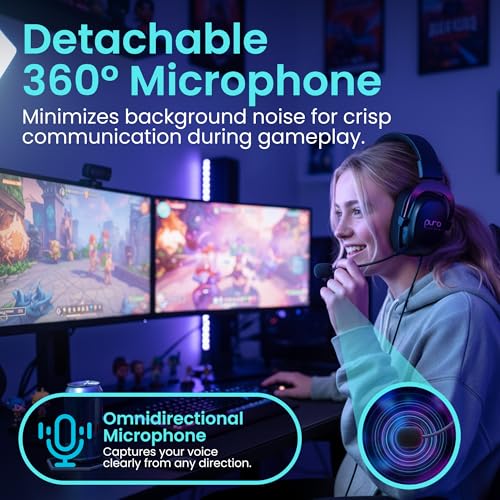 PuroGamer Kids Gaming Headset with Mic, Wireless 85dB Volume Limiting | 2.4GHz low-latency wireless gaming headphones with detachable mic, 32-hour battery, USB-C wired mode and 85dB limit