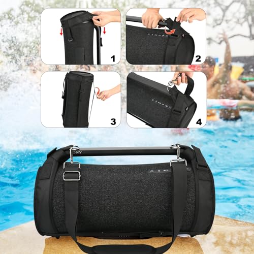 Travel Carrying Strap Case Compatible with Sony SRS-XG500 X-Series Portable Boombox, Two Sides Mesh Covers Case Protective Cover with Shoulder Strap