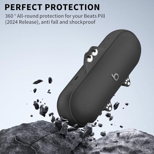 Kawaii Cute Case for Wireless Bluetooth Speaker, Compatible with Beats Pill, Anti-Scratch Protective Sleeve (Black) - color: Black