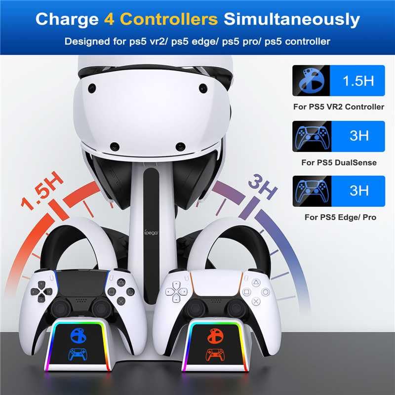 RGB Charging Station for PSVR 2/PS5 Edge/PS5 Controller