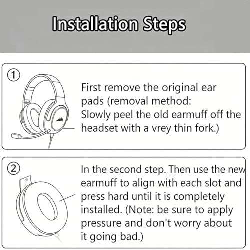 Replacement Ear Pads for Corsair HS70 Pro HS75 XB HS60 Pro HS50 Pro Headset | Cooling Gel Earpads with High-Density Ice Silk Foam Noise Isolation - Black