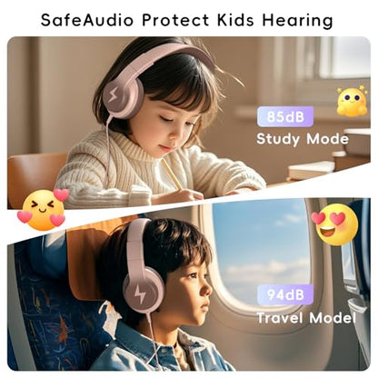 Candy Bila Wired Kids Headphones for School, Over-Ear for Boys Girls | Volume Limiter 85/94dB, HD Stereo Sound, Microphone and Wired Control,Foldable Design, Gradient Brown - color: Gradient Brown
