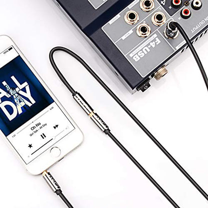 J&D 6.35mm (1/4 inch) to 3.5mm (1/8 inch) Headphone Jack Adapter 3 Feet, Gold Plated 3.5mm Female TRS to 6.35mm Male TRS Stereo Audio Cable for Guitar Amp, Amplifiers, Headphones Extension Cable - size: 3 Feet