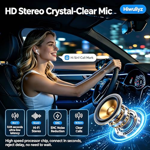 Wireless Earbuds,Bluetooth 5.4 Headphones with LED Display, Stereo Sound Clear Call,IPX7 Waterproof Bluetooth Earbuds with 50h Battery Last,ENC Noise Cancelling in Ear Earphones