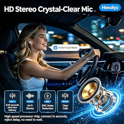 Wireless Earbuds,Bluetooth 5.4 Headphones with LED Display, Stereo Sound Clear Call,IPX7 Waterproof Bluetooth Earbuds with 50h Battery Last,ENC Noise Cancelling in Ear Earphones