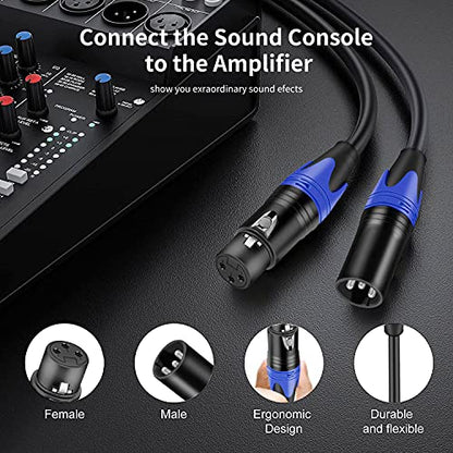 XLR Cable 6ft 2 Pack, XLR Microphone Cable Male to Female | Balanced XLR Suitable for Preambles, Speaker Systems, Radio Station and More - size: 6 Ft 2 Pack