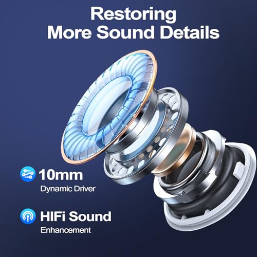 Wireless Earbuds Bluetooth 5.4 in Ear Headphones Touch Control HiFi Stereo True Ear Buds IP7 Waterproof 38H Playback LED Power Display Lightweight Earphones for Work Sports Travel