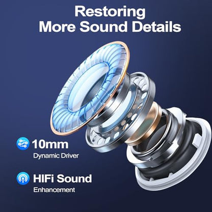 Wireless Earbuds Bluetooth 5.4 in Ear Headphones Touch Control HiFi Stereo True Ear Buds IP7 Waterproof 38H Playback LED Power Display Lightweight Earphones for Work Sports Travel