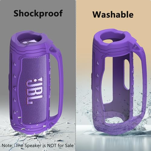 Silicone Cover Case for JBL Flip 7 Portable Bluetooth Speaker - color: Purple