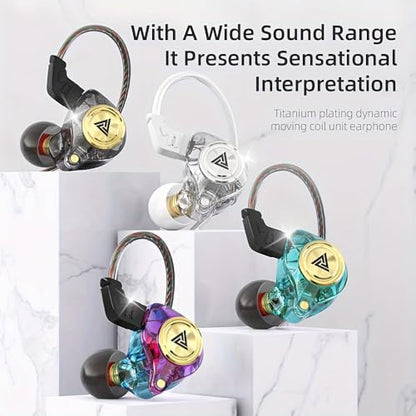 QKZ AK3 Transparent Dynamic Resin Headphones DJ Monitor Earbuds - 3.5mm Wired in-Ear Earphones with Mic Hi-Fi Stereo Heavy Bass Headset for Sports/Gaming/Gym (Purple) - color: Purple