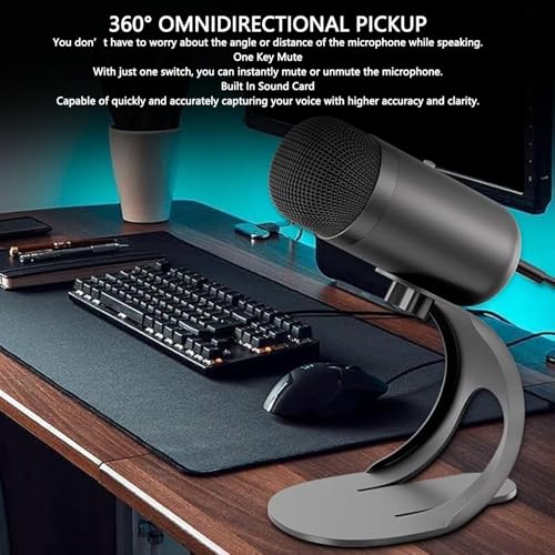 Zopsc USB PC Microphone, Omnidirectional Sound Plug and Play with One Touch Mute, Smart Chip for Gaming Streaming Computer