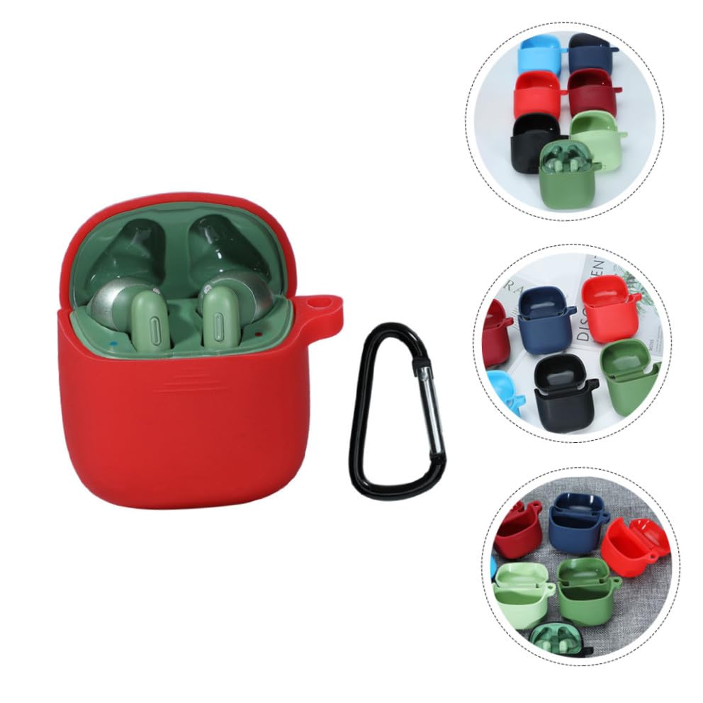 DOITOOL Silicone Earphone Cover Compatible with Jbl Tunetws Impact Resistant Scratch Durable Protection Convenient Charging Access Red - color: Red