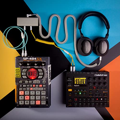 MyVolts Candycord OP-1 / OP-Z Special Audio Cable, Straight mini Jack to Angled mini Jack, Curly 65cm to 90cm, Powder Grey Colour - color: Powder Grey