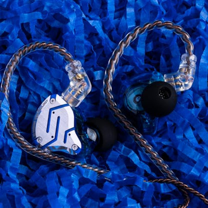 Linsoul KZ ZS10 Pro, 4BA+1DD 5 Driver in Ear Monitor, HiFi Wired Earbuds, Gaming Earbuds, Hybrid IEM Earphones with Stainless Steel Faceplate, Detachable Cable for Musician(with Mic, Glare Blue) - color: Glare Blue, style: With Mic
