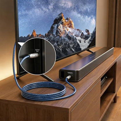 Digital Optical Audio Cable Fiber Optical Cable SPDIF Audio Male to Male Cord for Home Theater, Sound Bar, TV, Audio Systems, DVD Players 4.9FT/1.5M - size: 4.9FT/1.5M