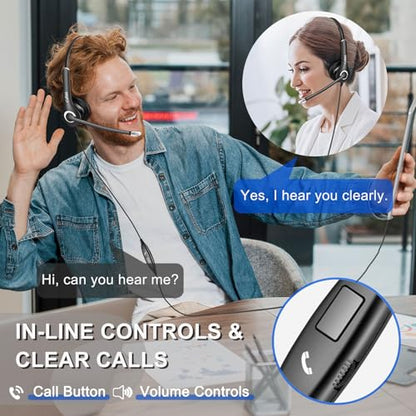 Callez Computer Headset, 3.5mm Cell Phone Headset with Mic Noise Cancelling | USB-C Wired Headphone for PC Laptop Mac iPhone 15/16/17 Samsung, Zoom Teams Call Center Home Office Work, in-line Controls - color: Black