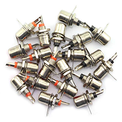 20PCS Nickel Plated RCA Phono Chassis Panel Mount Female Socket Adapter (10PCS Black + 10PCS Red)