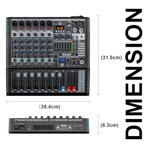 8-Channel Audio Mixer with USB, 99 DSP Effects, 48V Phantom Power