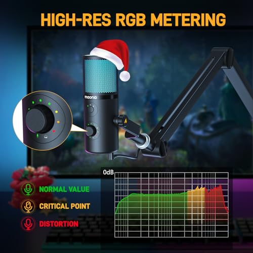 MAONO USB Microphone for Gaming Streaming, Podcast Condenser mic with 3 Polar Patterns Software for Twitch TikTok YouTube Discord, Profession Studio Recording Mic for Computer PC Mac DM50