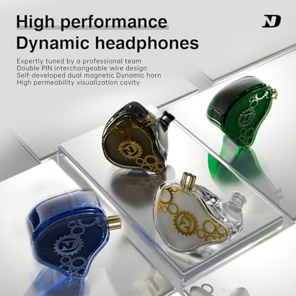 CCA ND Venus in Ear Monitor Headphones, 10mm Double Magnetic Dynamic Driver IEM Earphones, HiFi Wired Gaming Earbuds, 2 Pin Detachable Cable (Without Mic, Green, 3.5mm Plug) - color: Green, size: Without Mic, 3.5 mm