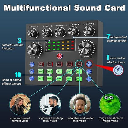 CofeLife Podcast Equipment Bundle, BM800 Podcast Microphone Bundle with V8s Voice Changer, Condenser Microphone Recording Studio Package for Podcasting Live Streaming Singing PC Mobile TikTok YouTube