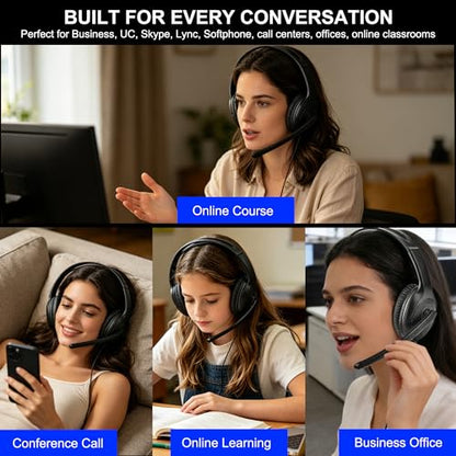 Wired Gaming Headset with Mic for Xbox/PS5/PS4/Switch/PC/Laptop/Tablet/Phone, Over-Ear Headphones with USB-A/C & 3.5mm Jacks/330° Rotating Microphone/In-line Control for Home Office Business Work - style: Double Ear - Vertical Mic