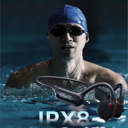 IHAO Swimming Headphones True Bone Conduction Open Ear Headset MP3 Player Built-in 32G Memory IP68 Underwater Waterproof Stereo Bluetooth Earphone for Driving Bicycling Running Skiing-X10 Black - color: X10 Black