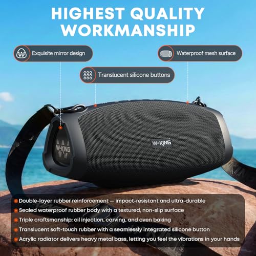 W-KING Bluetooth Speaker, 120W Peak IPX6 Outdoor Loud Portable Speakers