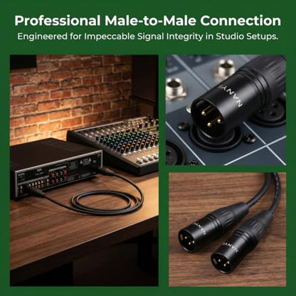 NANYI XLR Male to 2 Male Y-Splitter Mic Cable, 3-Pin, Patch Cord, 1.6ft - size: XLR Male To 2Male-1.6FT