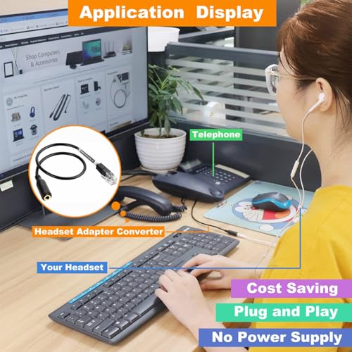 RJ9 to 3.5mm Audio Adapter for Cisco IP Telephones - Headset Converter Compatible with 9961, 7940, 7941, 7942, 8841, 8845, 9941 | Model PH35-RJ9 (Audio Combo Jack) - color: Audio Combo Jack