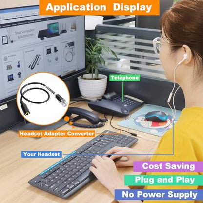 RJ9 to 3.5mm Audio Adapter for Cisco IP Telephones - Headset Converter Compatible with 9961, 7940, 7941, 7942, 8841, 8845, 9941 | Model PH35-RJ9 (Audio Combo Jack) - color: Audio Combo Jack