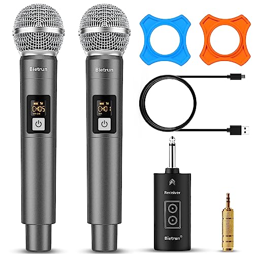 Bietrun UHF Wireless Microphone with 1/4'' Plug Rechargeable Receiver - color: Battery Microphone-WXM31-2
