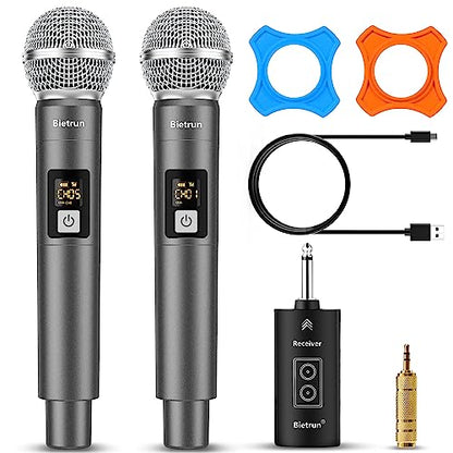 Bietrun UHF Wireless Microphone with 1/4'' Plug Rechargeable Receiver - color: Battery Microphone-WXM31-2
