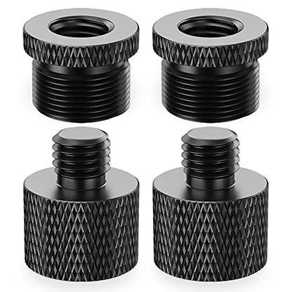 Mic Stand Adapter 5/8 Female to 3/8 Male & 3/8 Female to 5/8 Male Thread Screw Adapter for Microphone Stand Mic Mount Tripod Stand, 4 Pcs (Black) - color: 5/8&3/8