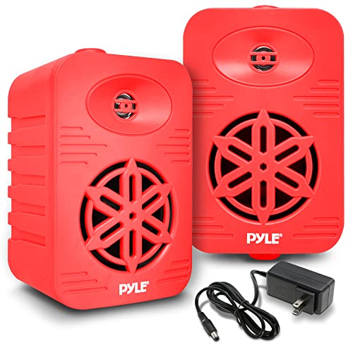 Pyle 500 Watt Bluetooth Indoor Outdoor Speakers Pair - Dual Waterproof 5.25” 2-Way Full Range Speaker System w/ 1/2” High Compliance Polymer Tweeter | Home, Boat, Marine, Deck, Patio, Poolside (Red) - color: Red
