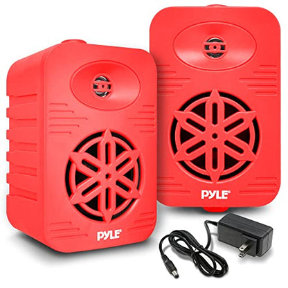 Pyle 500 Watt Bluetooth Indoor Outdoor Speakers Pair - Dual Waterproof 5.25” 2-Way Full Range Speaker System w/ 1/2” High Compliance Polymer Tweeter | Home, Boat, Marine, Deck, Patio, Poolside (Red) - color: Red