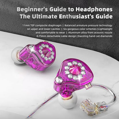 Wired Gaming Earbuds AK6 SPARK Detachable IEM Bass Sound Headphones Purple - color: Purple