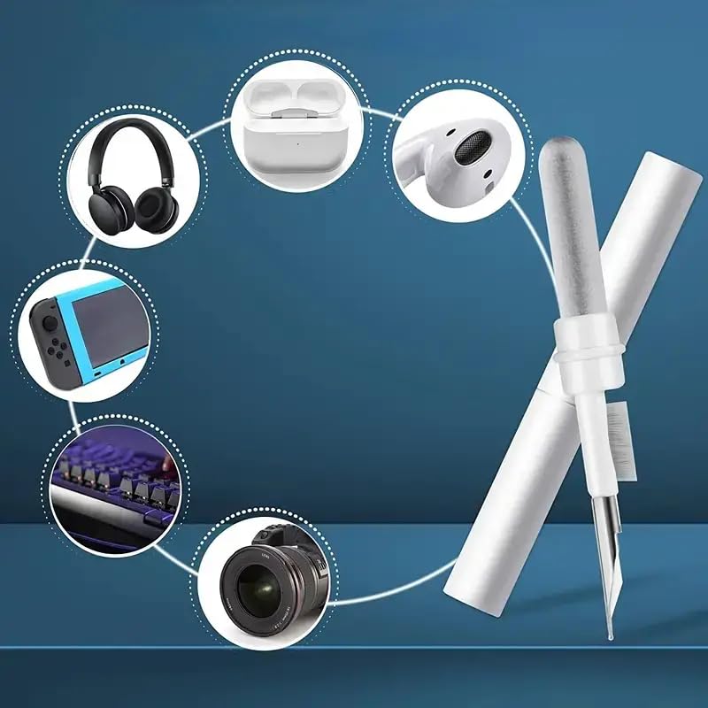 1PC Earbuds Cleaning Pen, 3in 1 Multifunction Cleaner Kit with Soft Brush for Wireless Earphones Headphones Charging Box Accessories, Computer, Keyboard, White - color: White